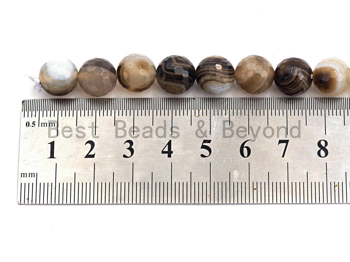 High Quality Natural Faceted Brown Banded Agate beads, 6mm/8mm/10mm/12mm Brown Gemstone beads, Agate Beads, 15.5inch strand, SKU#U448