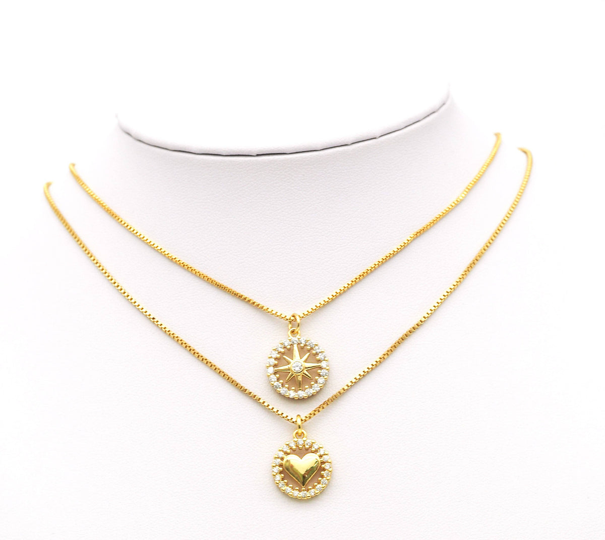 CZ Heart and North Star Charm, Sku#JL88