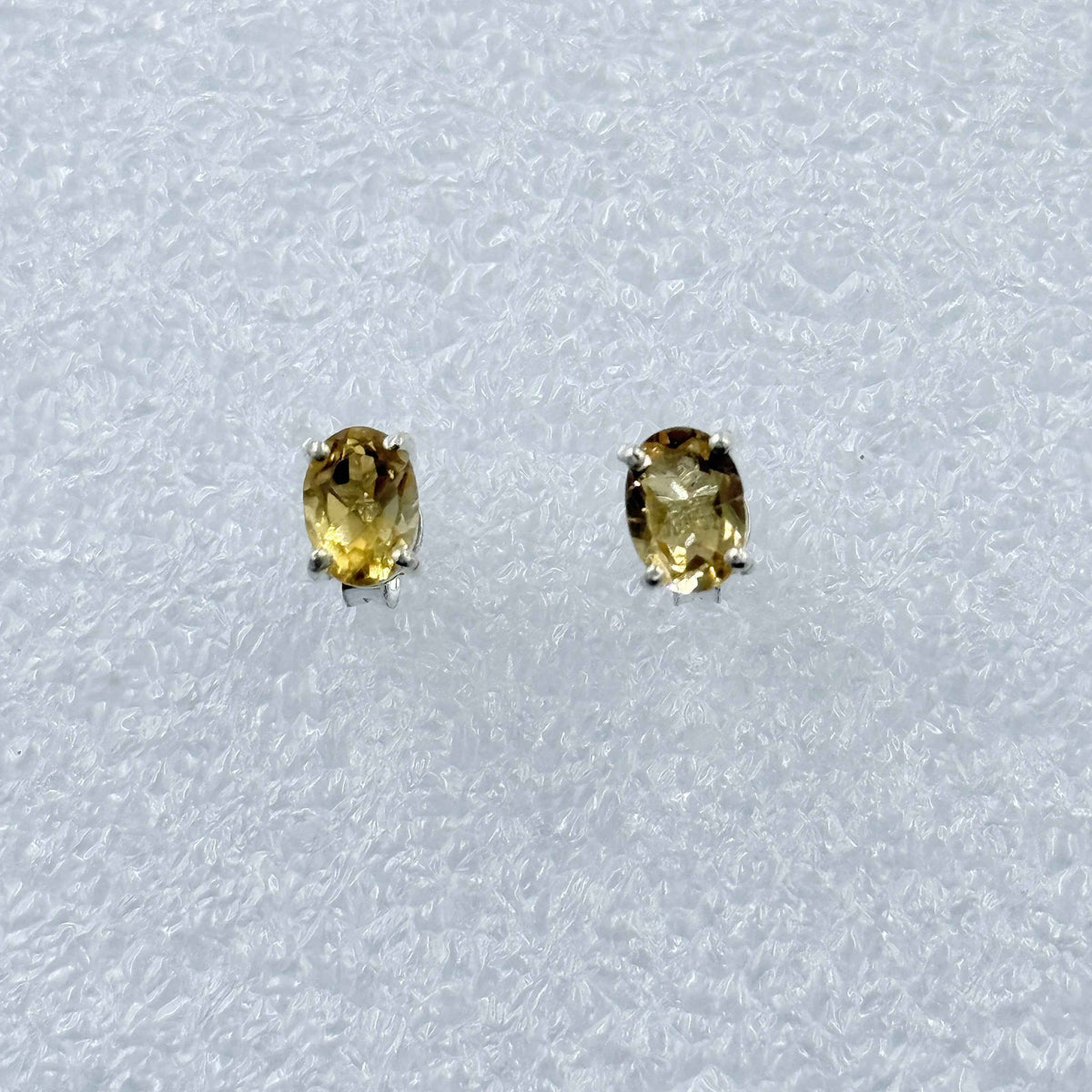 Sterling Silver Oval Citrine Post Earrings Size 2