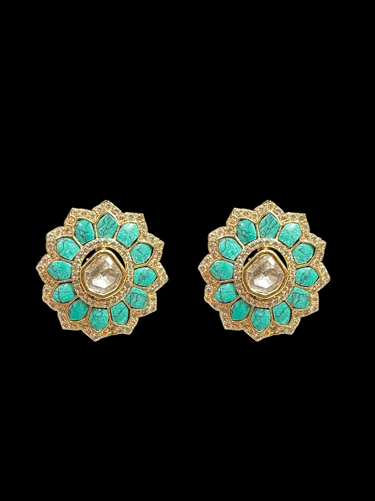ET563 rose gold plated tops with turquoise ( READY TO SHIP )