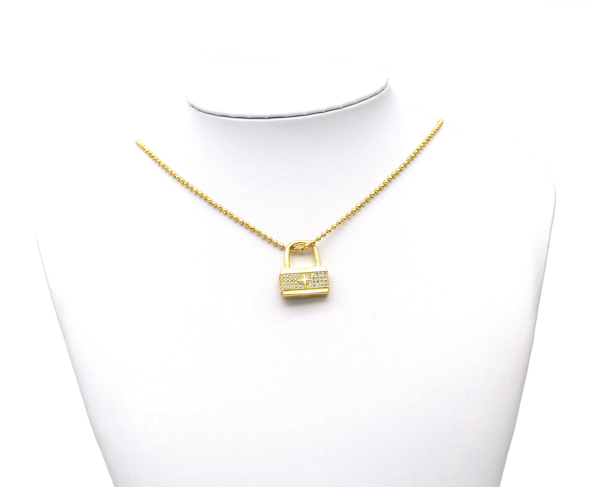 CZ Padlock Charm, Sku#B137