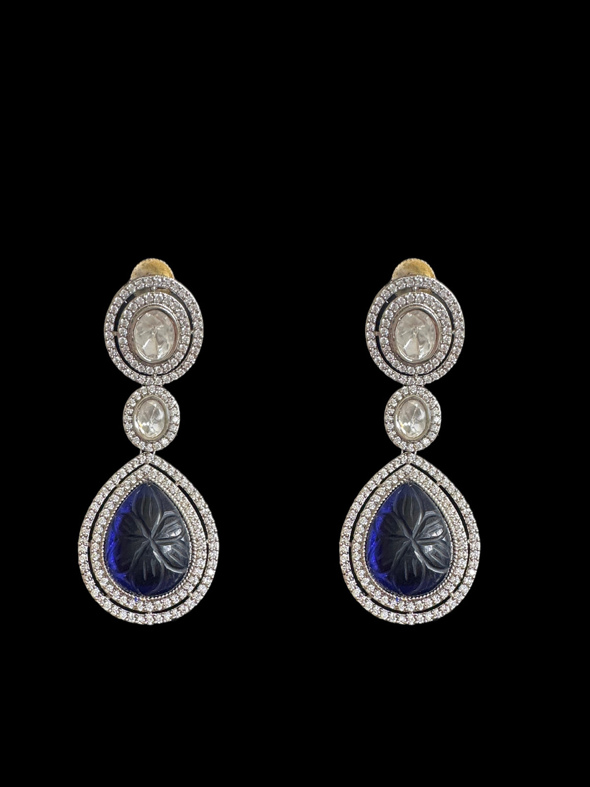 DNS95 Reema high quality Polki necklace set - BLUE ( READY TO SHIP )