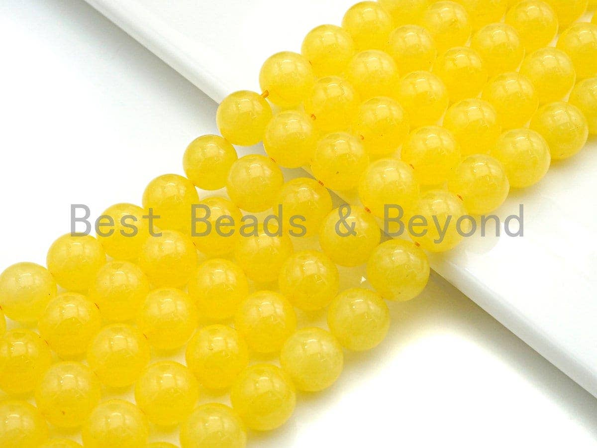Natural Yellow Jade Round Smooth Beads, 6mm/8mm/10mm/12mm,