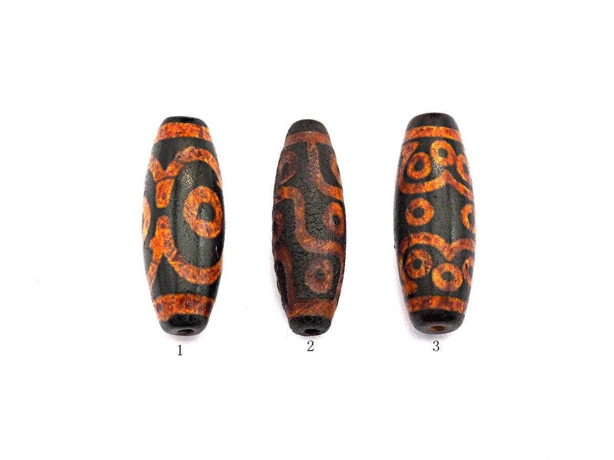 Natural Tibetan Agate Long Oval Shape Beads, Black Brown Dzi beads, Barrel Agate Beads, 10x30mm, sku#U565