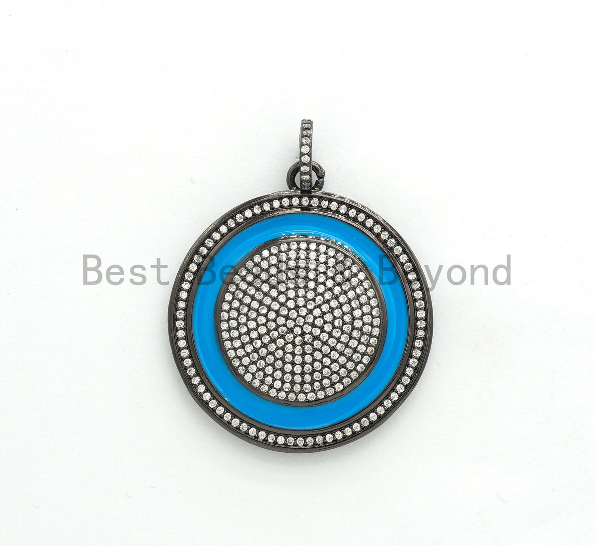 35mm LARGE Enamel Colorful Round CZ Pave Focal Pendant,CZ Micro Pave Oil Drop Round pendant,Enamel pendant,Enamel Jewelry,sku#F596