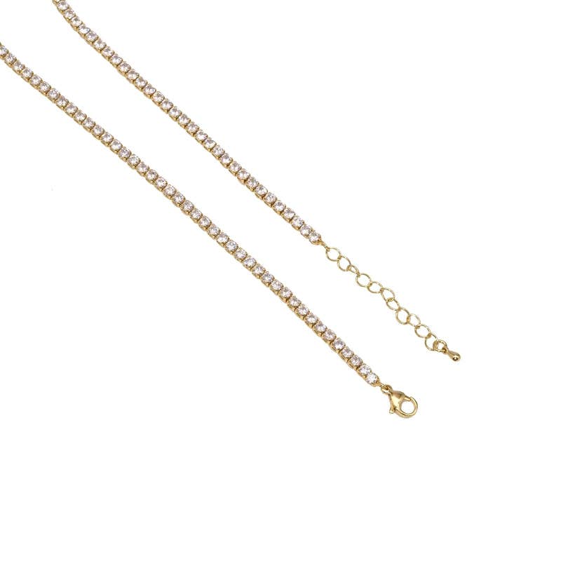 Tennis Chain with Pink Emerald Clear Focal Stone Necklace,sku#JL182