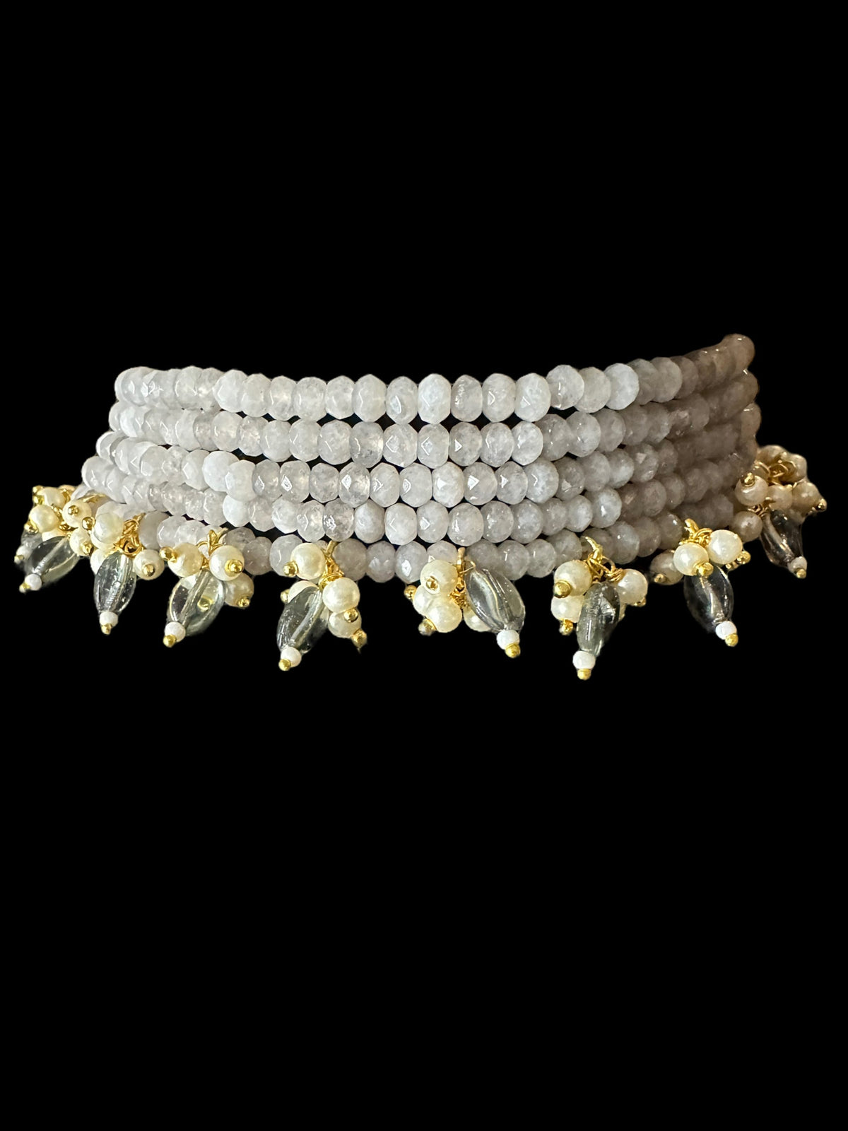 C326 choker set in grey beads ( READY TO SHIP )