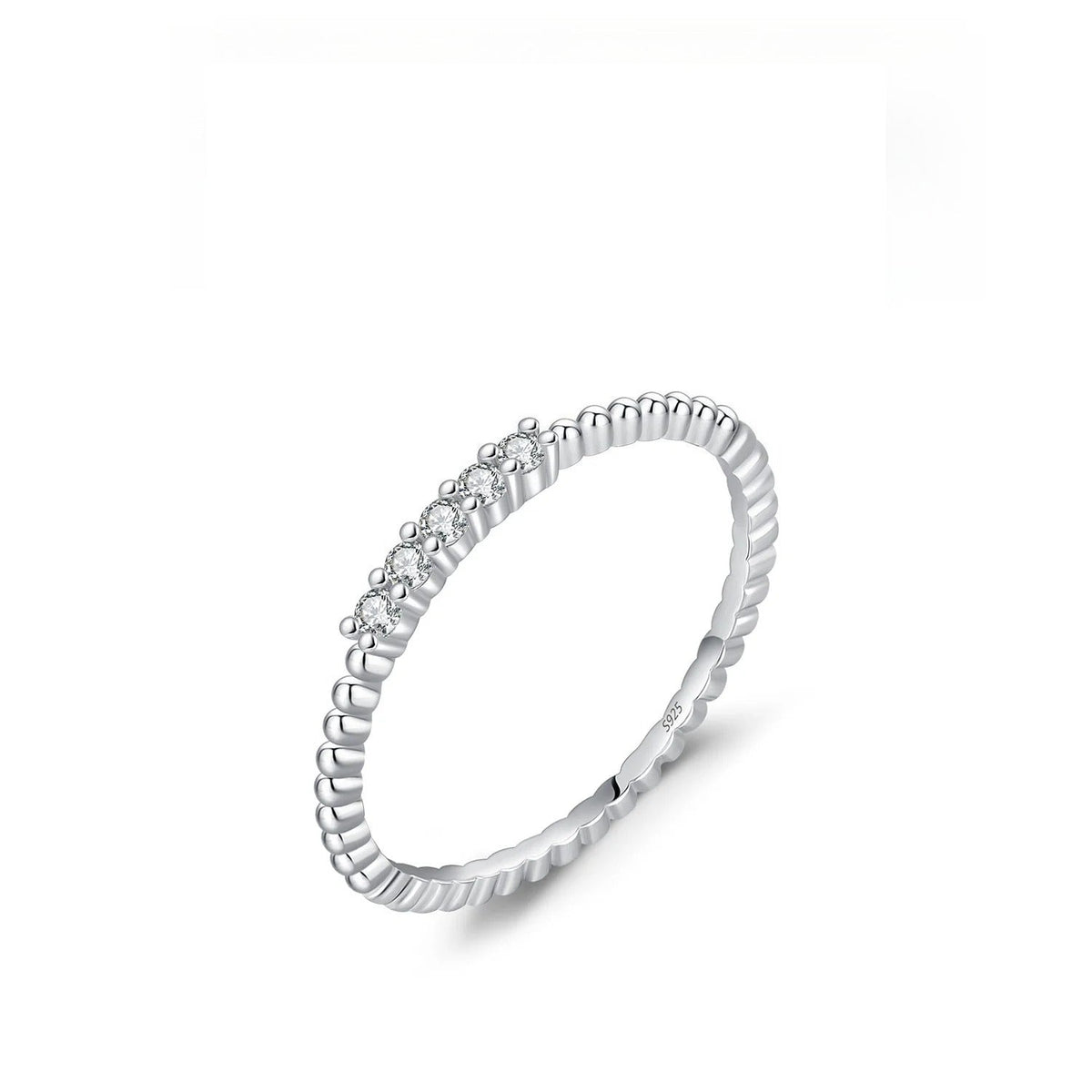 Four-Leaf Clover D-Color VVS1 Moissanite Engagement Ring in Sterling Silver – Chic Everyday Stackable Band