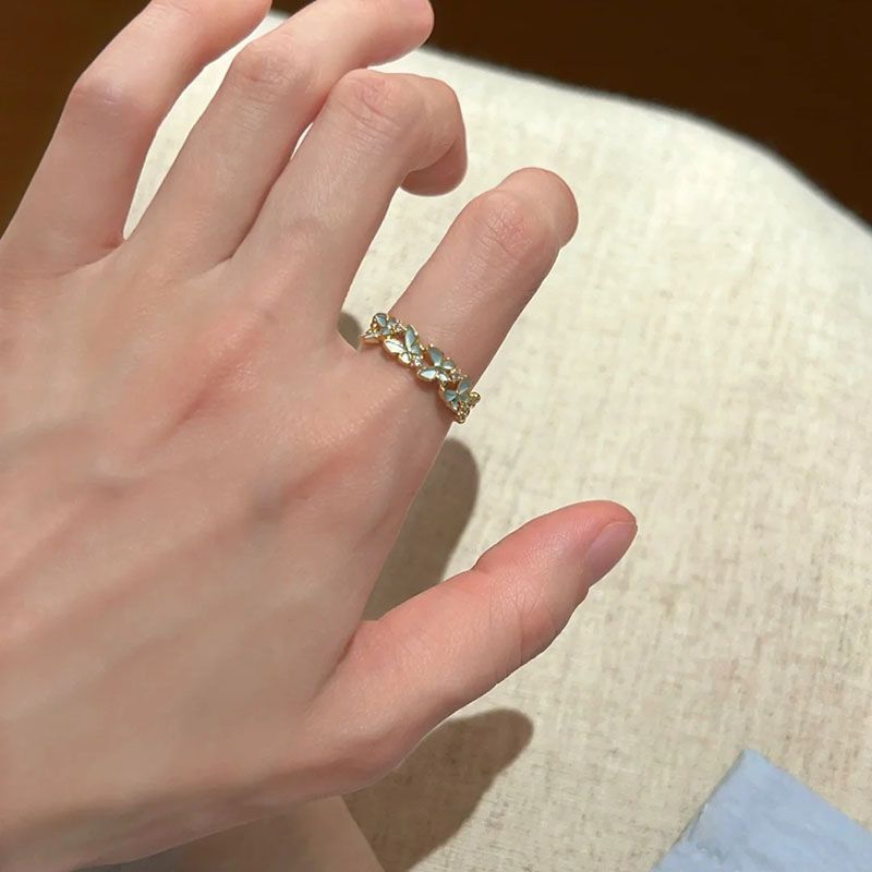 Sweet 3D Butterfly Ring For Women, Delicate Enamel Color, Cute Adjustable Ring, INS Style Niche Index Finger Ring