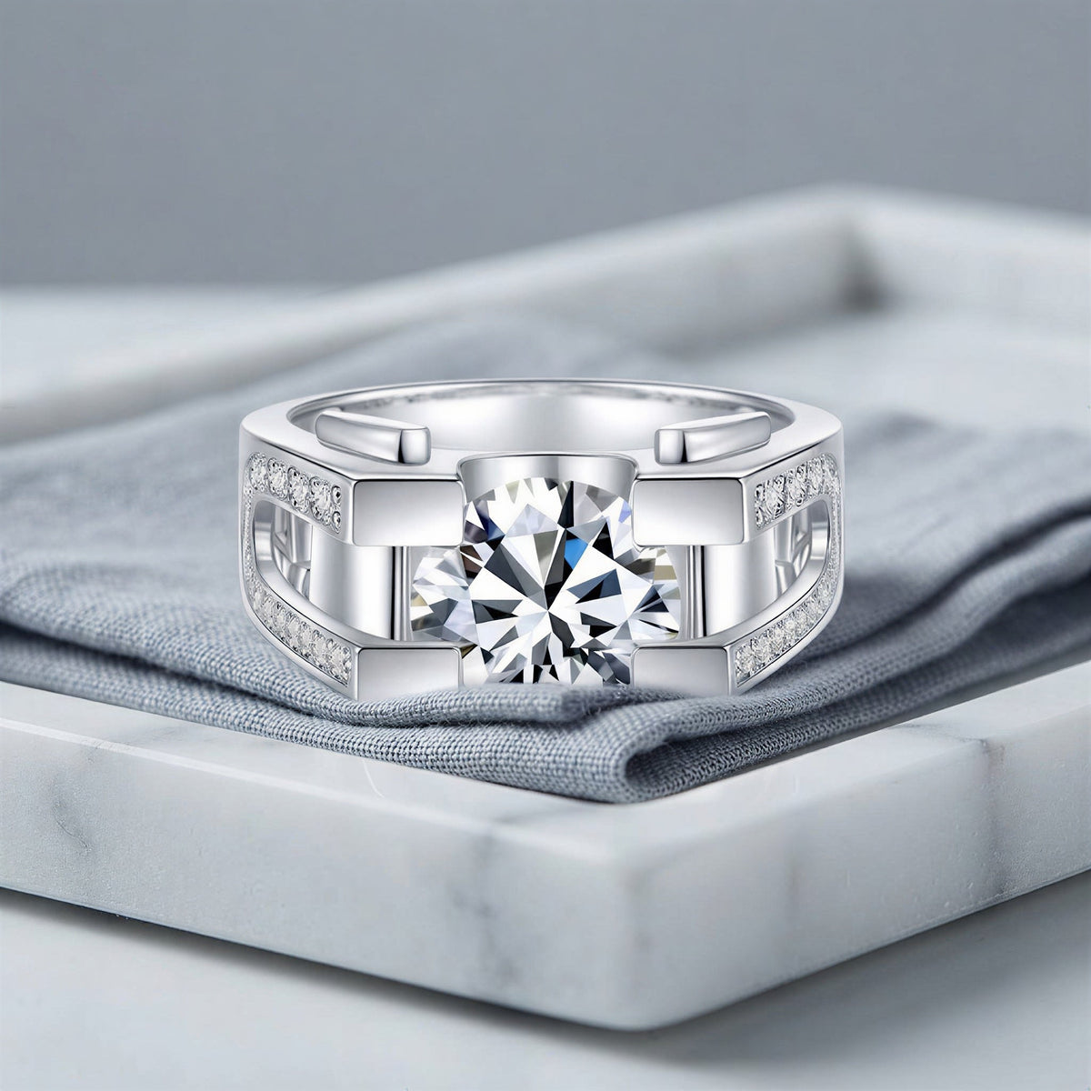 Moissanite Solitaire Ring – 925 Sterling Silver with Platinum & 18K Gold Plating, 1ct or 2ct Brilliant Round Cut