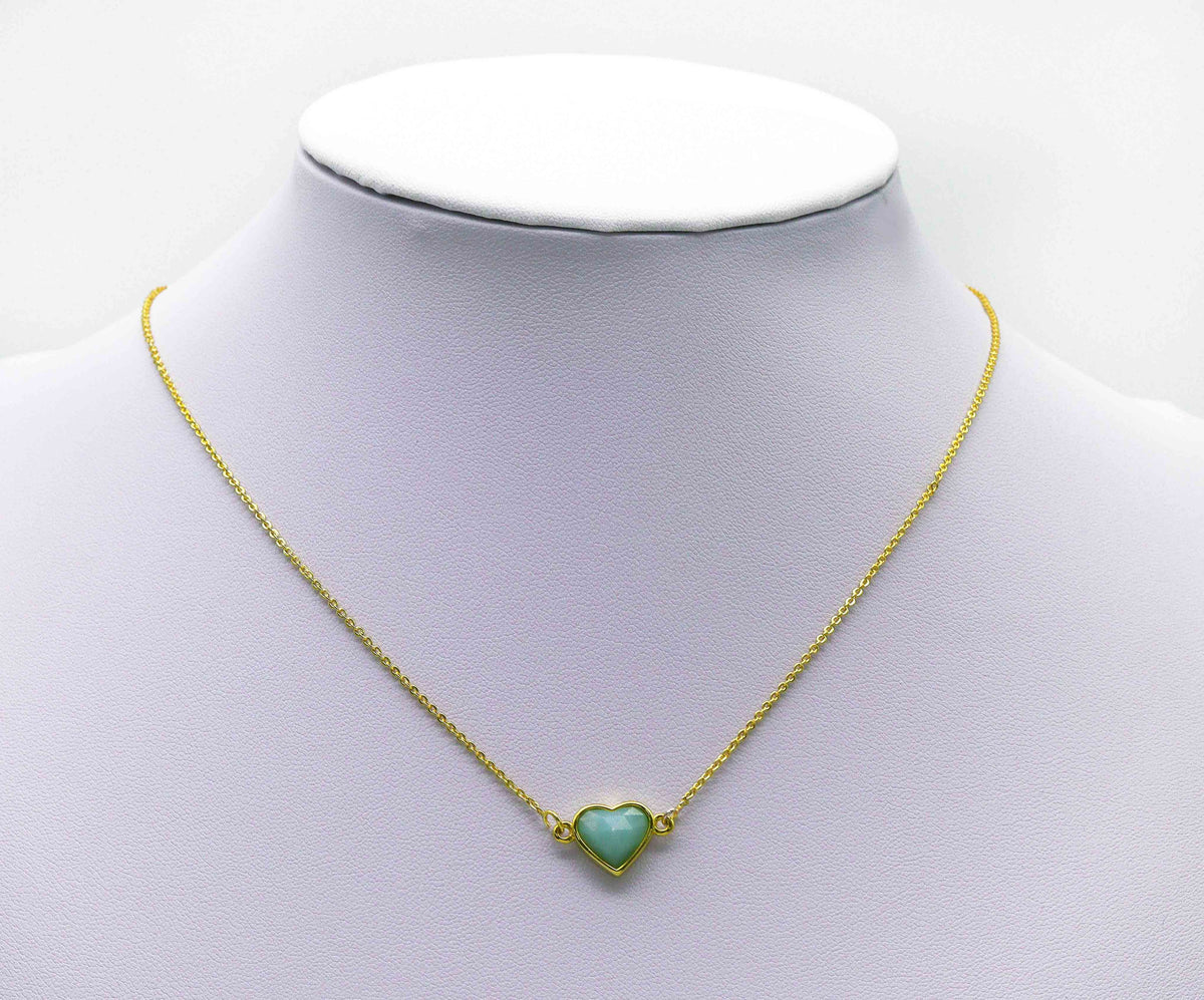 Gold Gemstone Heart Connector, Sku#LY16