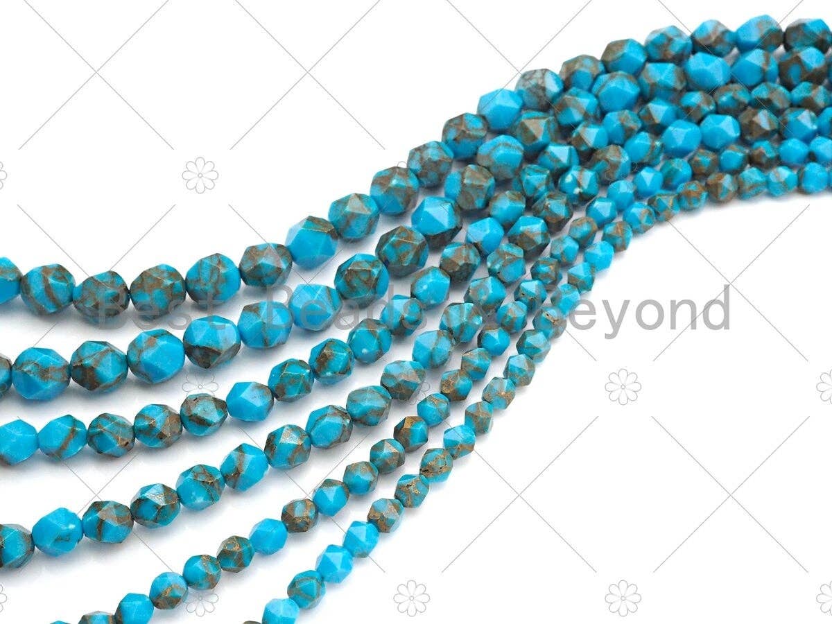 Golden Turquoise Blue Imperial Jasper Round Diamond Cut Beads, 6mm/8mm/10mm Imperial Jasper, 15.5'' Full Strand, Sku#U1137