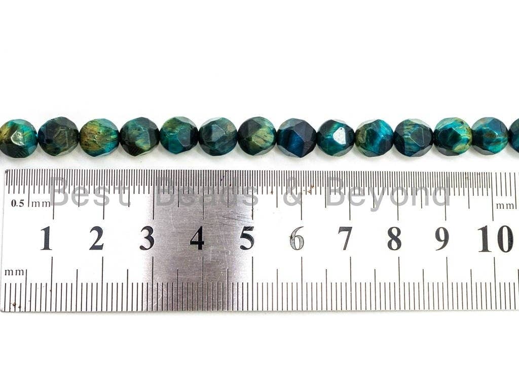 High Quality Natural Blue Tiger Eye Diamond Cut Round Faceted Beads, 6mm/8mm/10mm, Blue Tiger Eye Gemstone Beads, 15.5inch strand, SKU#U85
