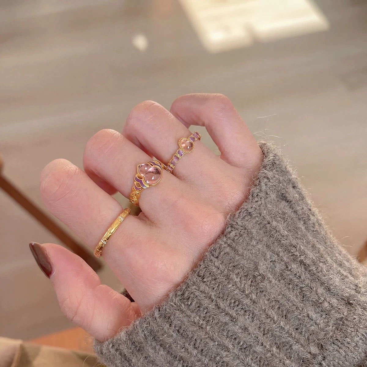 Chinese-style Exquisite Enamel Ice-clear Ring