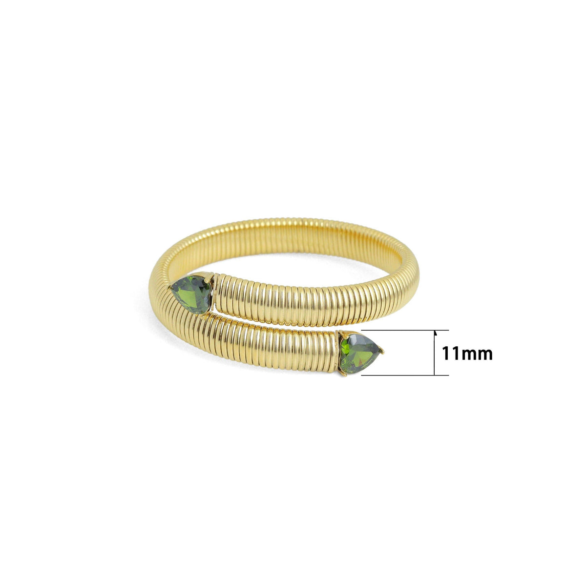 Colorful Heart CZ Tip Gold Snake Bangle Adjustable Bracelet, Sku#O129