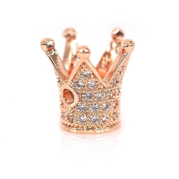 CZ Royal Crown Clear Micro Pave Beads, Cubic Zirconia Crown Spacer Beads, Pave Beads, 10x8mm, sku#G115