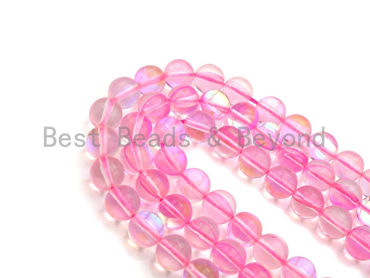 NEW Color!! Pink Spectrolite Quartz, High Quality in Round 6mm/8mm/10mm/12mm, Manmade Crystal beads, 15.5inch strand, SKU#U841