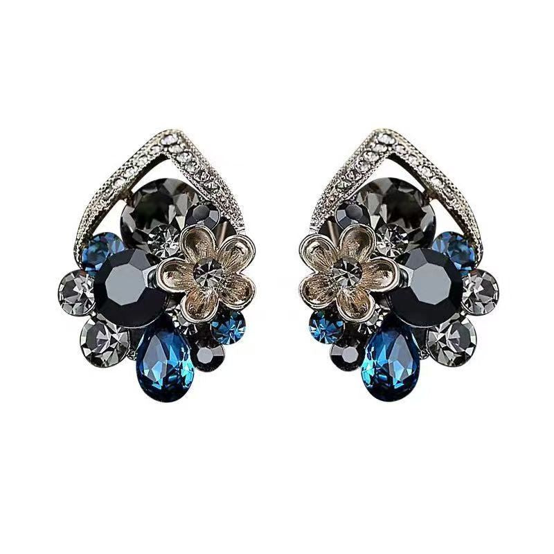 French Retro Square Earrings, Metal Enamel 3D Art Design, Light Luxury Niche Studs