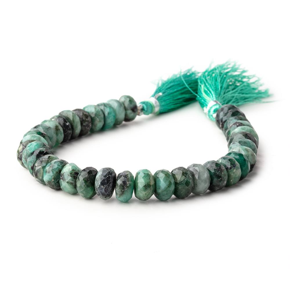 10-10.5mm Brazilian Emerald Faceted Rondelle Beads 7.5 inch 32 pieces