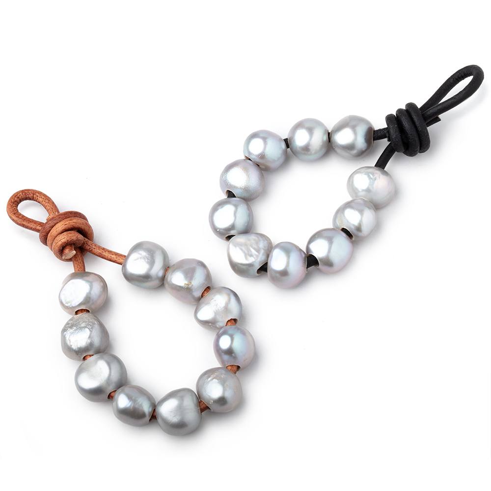 10-11mm Teal Silver Large Hole Baroque Pearls Set of 10