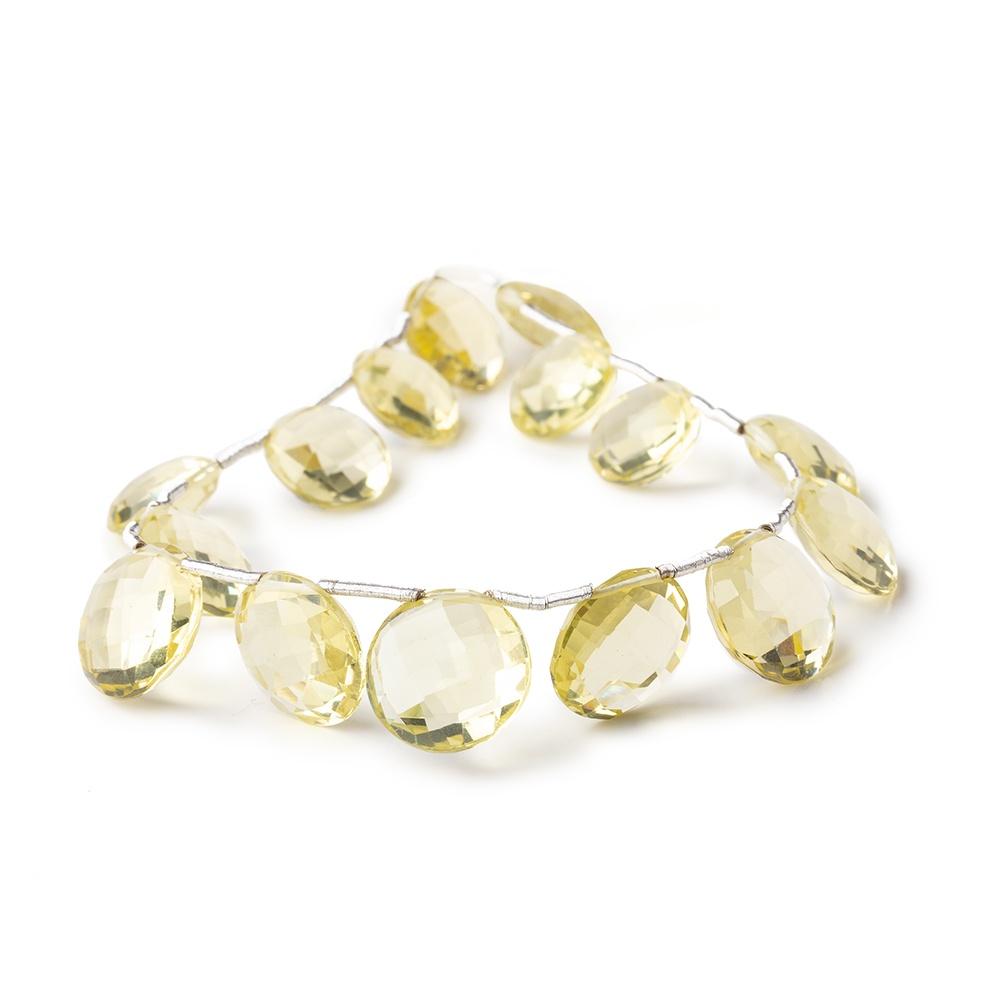 10-12mm Lemon Quartz Top Drilled Faceted Coin Beads 7 inch 15 pieces