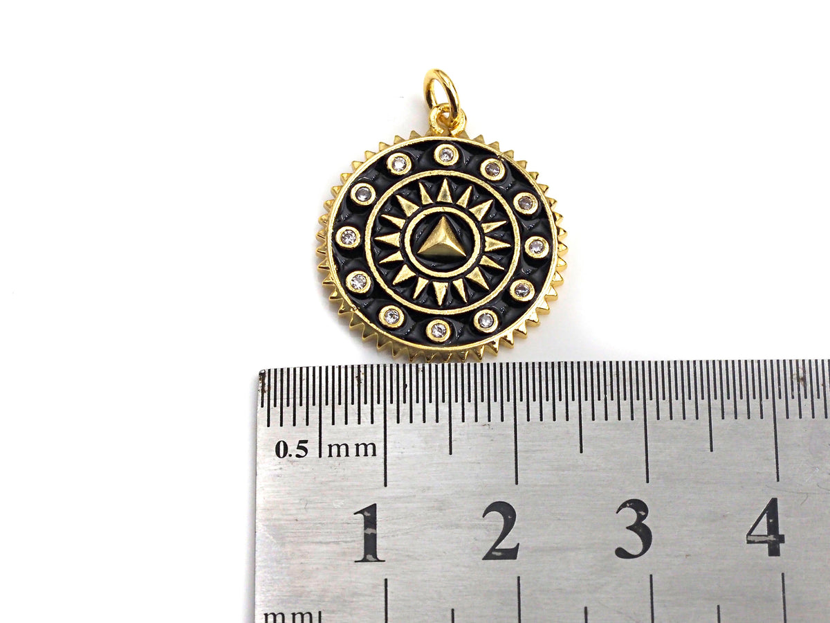 Pave CZ Enamel Patten Pendant, Black/White Enamel Pendant, Enamel jewelry Findings, 20x27.5mm,sku#FH12
