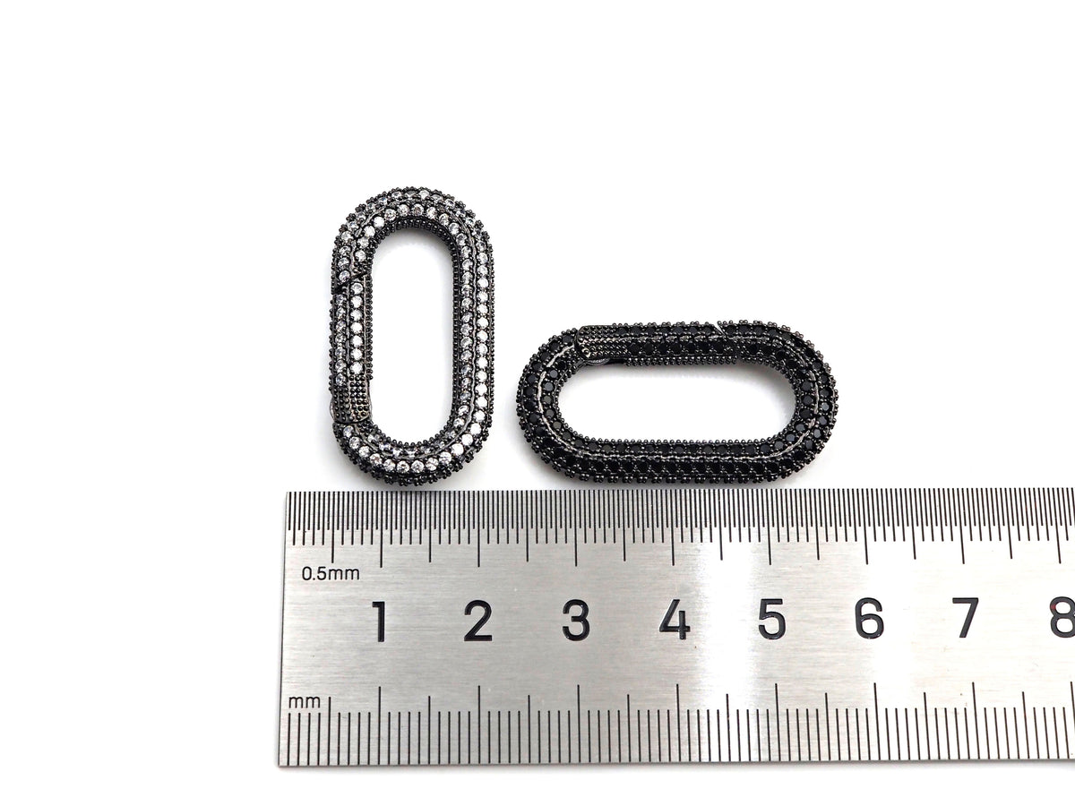 NEW Spring Snap Fully CZ Micro Pave Oval Carabiner Clasp, Oval Link Clasp, Connector Clasp, Oval Lock, 18x34mm/15x28mm, sku#H257