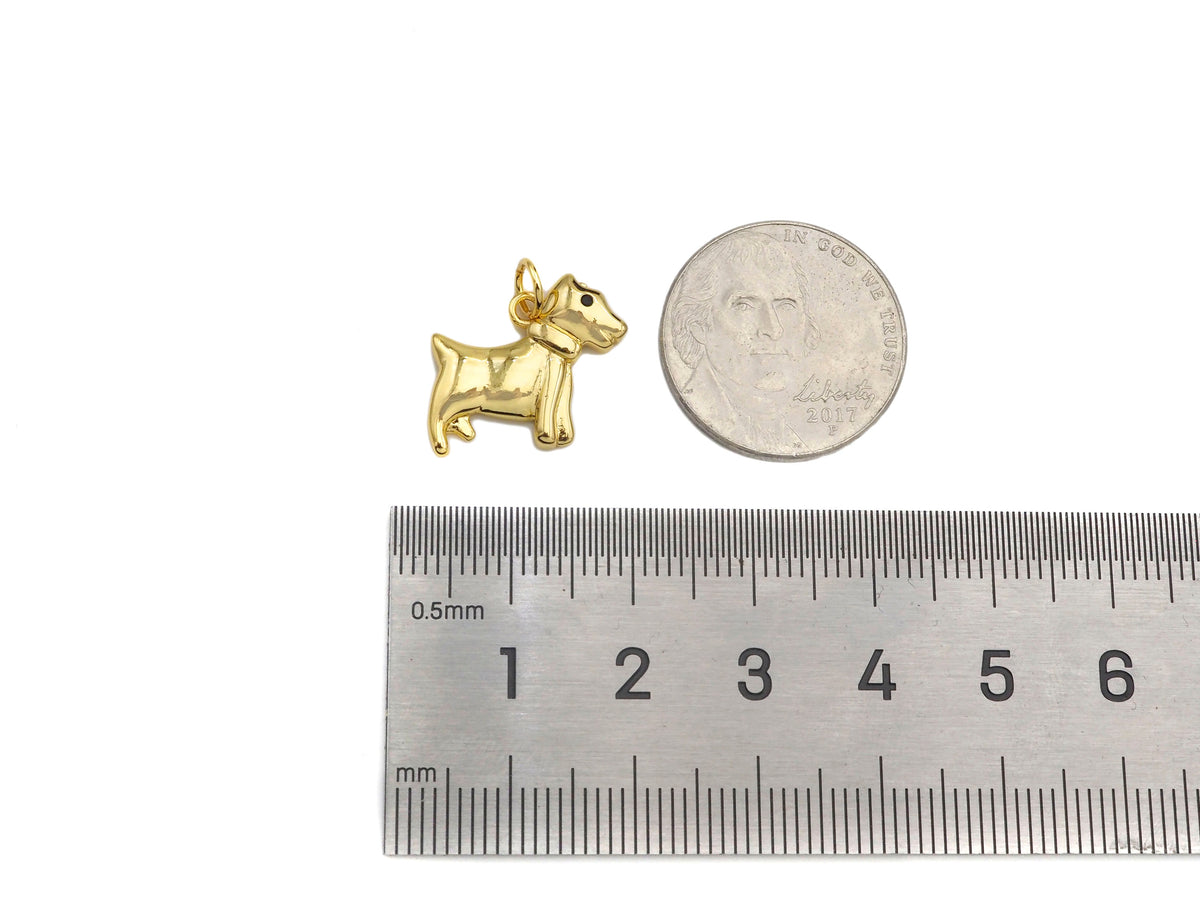 18K Dainty Gold Cute Puppy Shape Pendant, Sku#F1390C