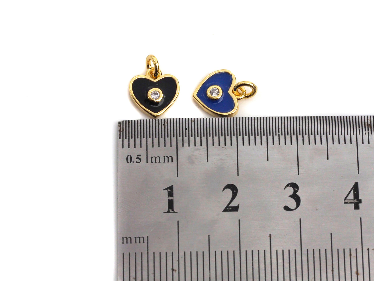 Cute Enamel Heart Charm Pendant,CZ Micro Pave Oil Drop pendant,Enamel heart pendant,Enamel Jewelry, 9mm, sku#F1058