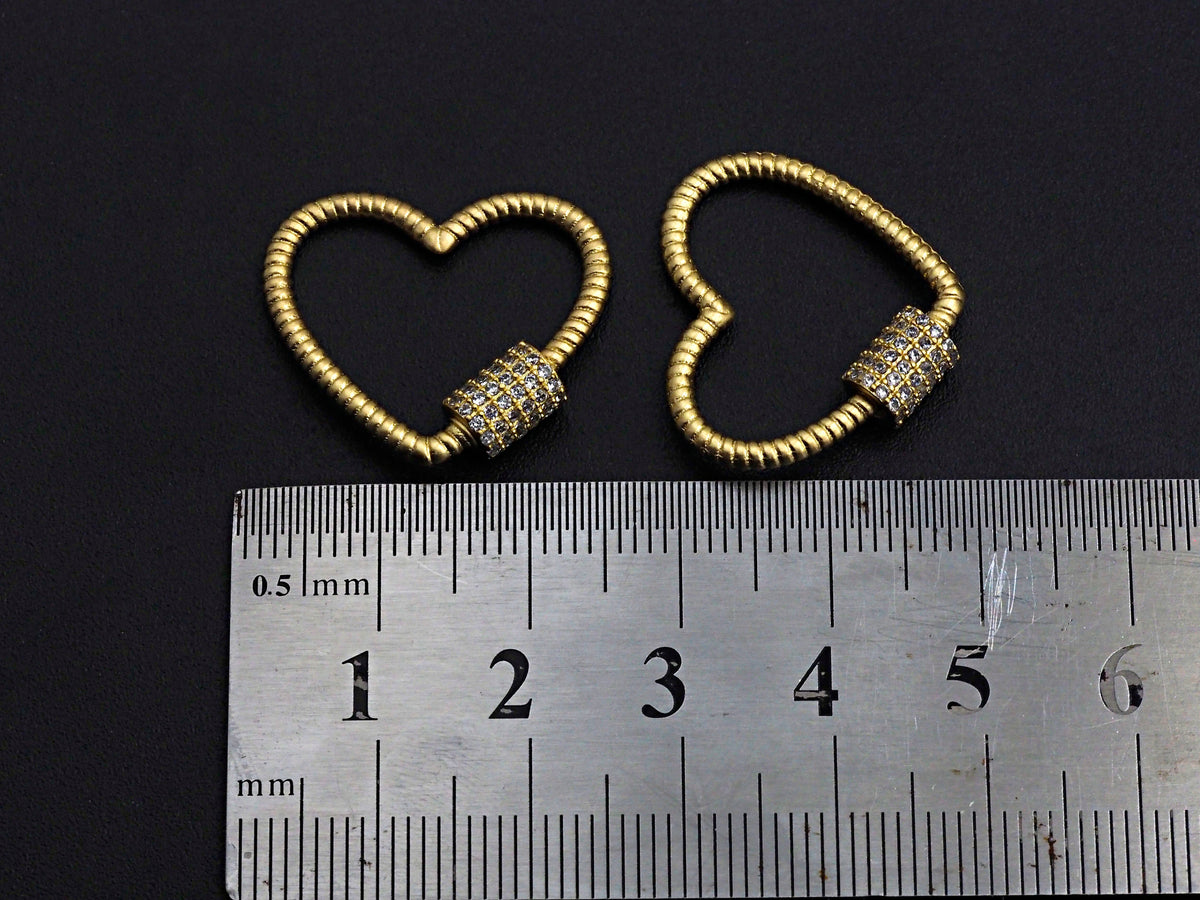 CZ Micro pave Heart Clasp, Heart Carabiner Clasp, sku#H199