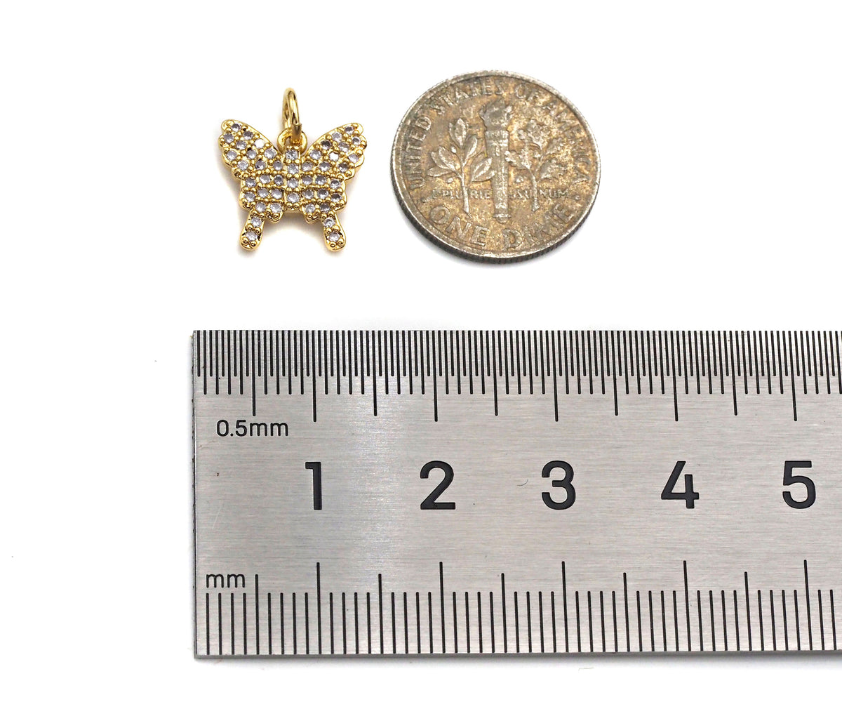18k Dainty Gold Butterfly Charms, Butterfly Charms, Gold Butterfly Pendant, Butterfly Necklace Bracelets Charms, 13x12mm, Sku#F1310