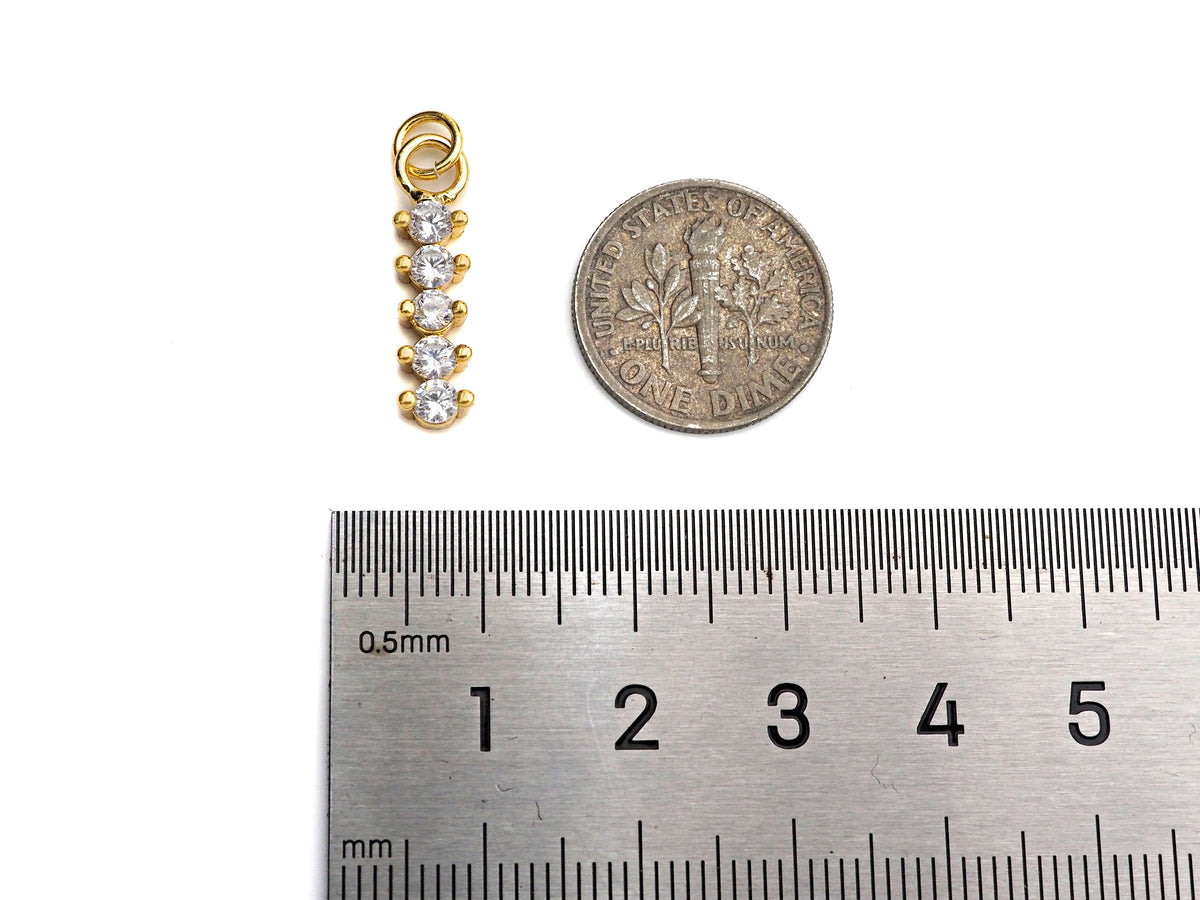CZ Micro Pave Dainty Gold Bar Diamond Charms, Dainty Charms,Gold Big CZ Charm Pendant,Long Bar Necklace Charms, 5x21mm, Sku#F1342