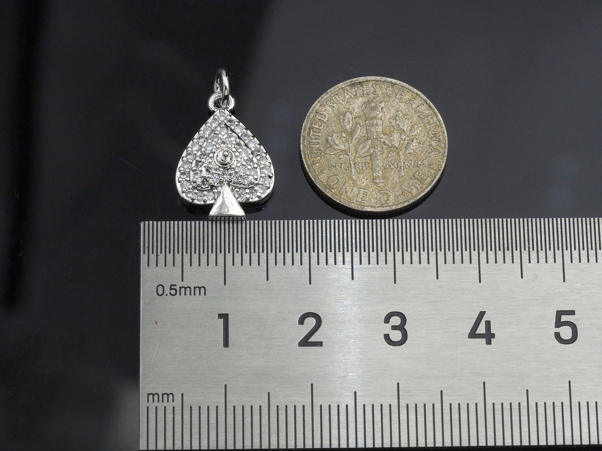 CZ Micro Pave Peach Heart Shape Pendant, 12x17mm, sku#F1264C