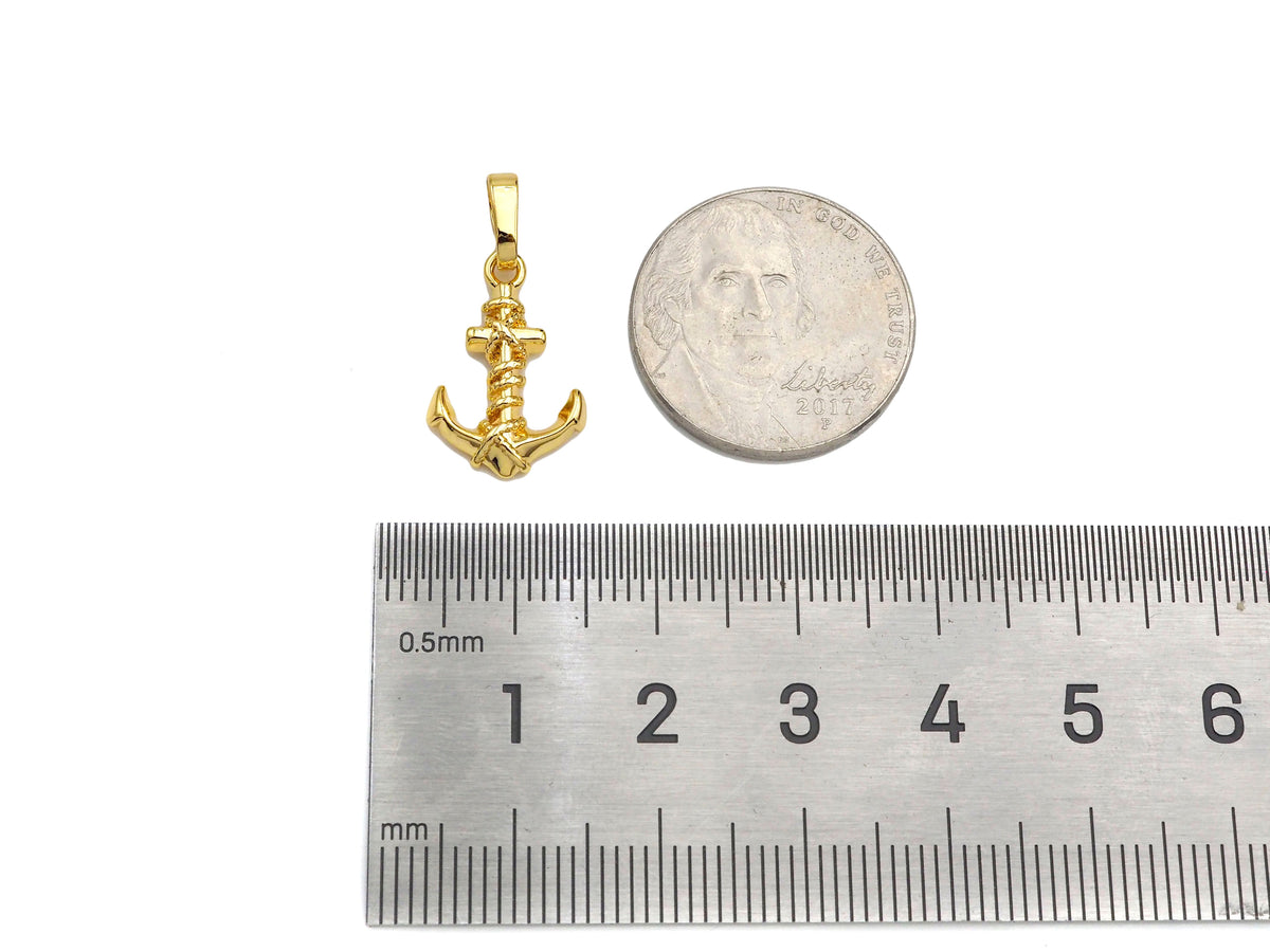 Boat Anchor Shape Pendant/Charm, 18K Gold Charm, Necklace Bracelet Charm Pendant,11x17mm,Sku#FH167