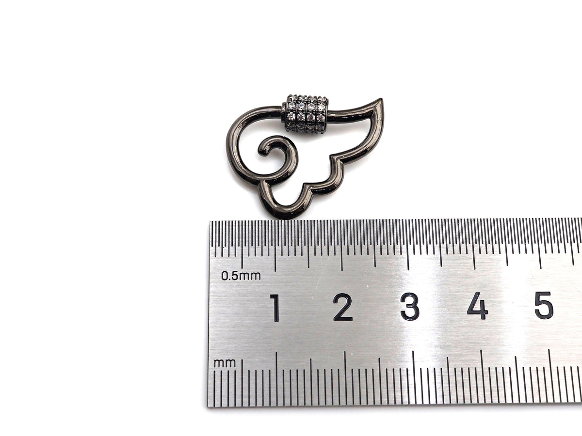 Clear CZ Micro pave Wing Clasp, CZ Pave Cloud Clasp, Gold/Silver/Rose Gold/Gunmetal Carabiner Clasp, 19x25mm, sku#H272