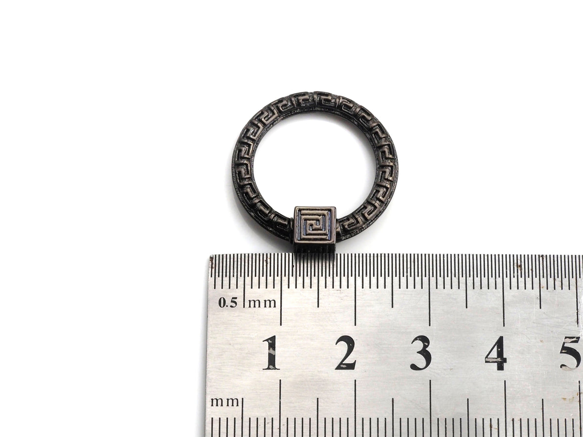 Engraved Round Ring Shape Clasp, CZ Pave Clasp, Gold/Silver/Rose Gold/Gunmetal Color Carabiner Clasp, 22.8mm, sku#H209