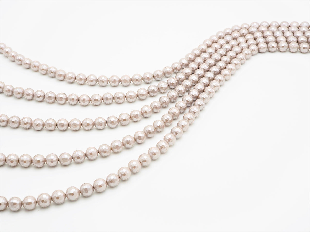 Wholesale Quality Natural Mother of Pearl Sliver Gray Round Facted beads, 6mm/8mm/10mm/12mm/14mm Gray MOP Beads, 15.5inch strand, SKU#T114
