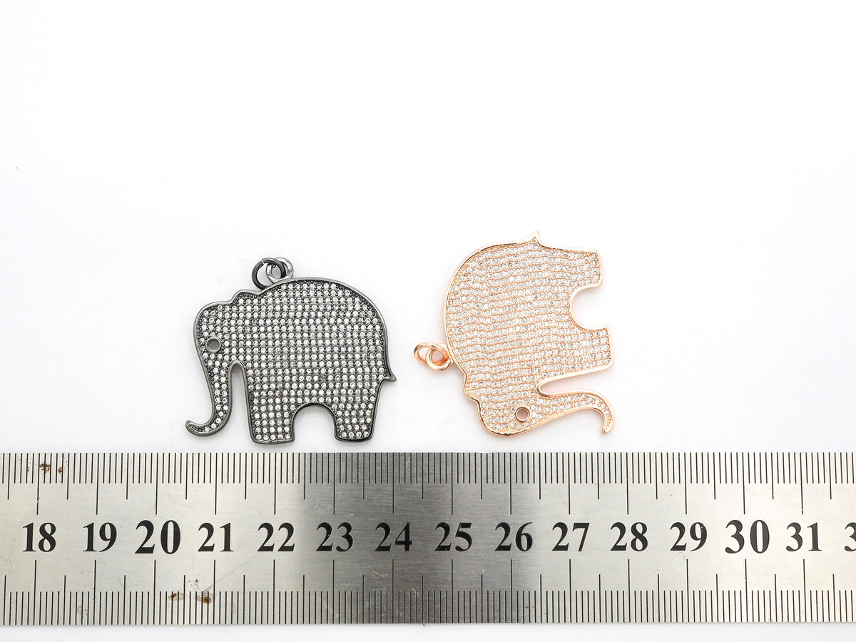 CZ Micro Pave Large Elephant Pendant/Focal,Cubic Zirconia Paved Charm, Necklace Bracelet Charm Pendant, 32x35mm, sku#F520