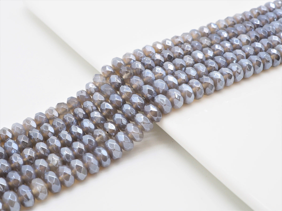Mystic Coated Natural Gray Agate beads, Rondelle Faceted Beads, 5x8/6x10mm Gemstone Beads, Plated Agate, 16 inch FULL strand, SKU#U278