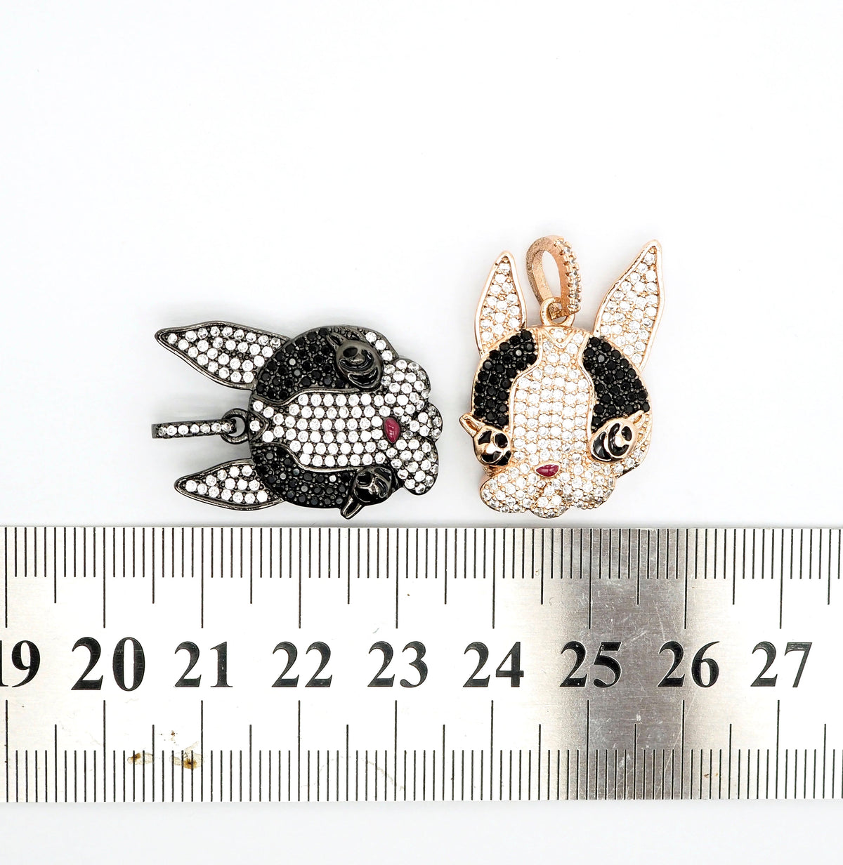 CZ Micro Pave Bunny Rabbit Head Charm Pendant, Cubic Zirconia Pendant, Gold/Silver/Rose Gold/Black, 28x20mm, SKU#F517