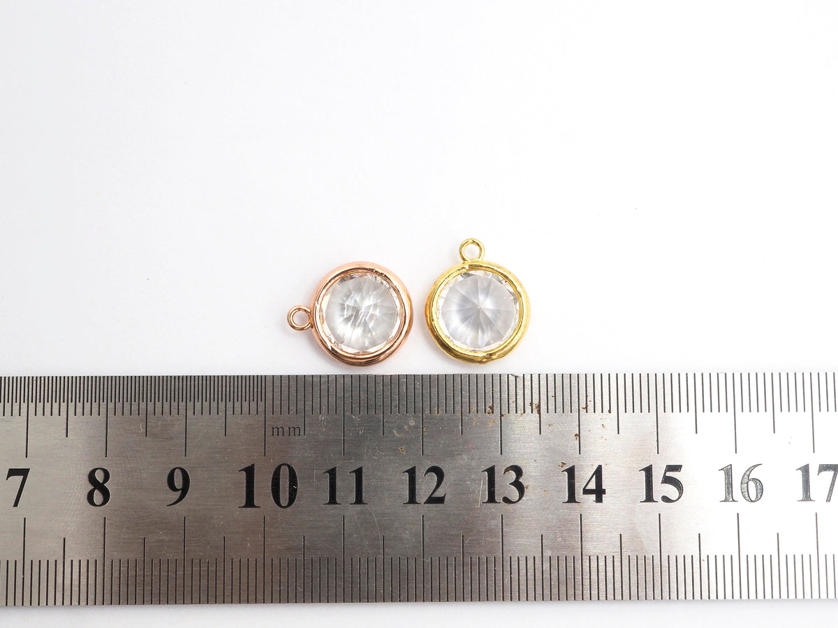 14mm Micro Pave Round Shaped Pendant with Big Clear CZ, Black/Gold/Silver/Rose gold, Bridal Jewelry Charms, Wedding Jewelry Findings,sku#B85