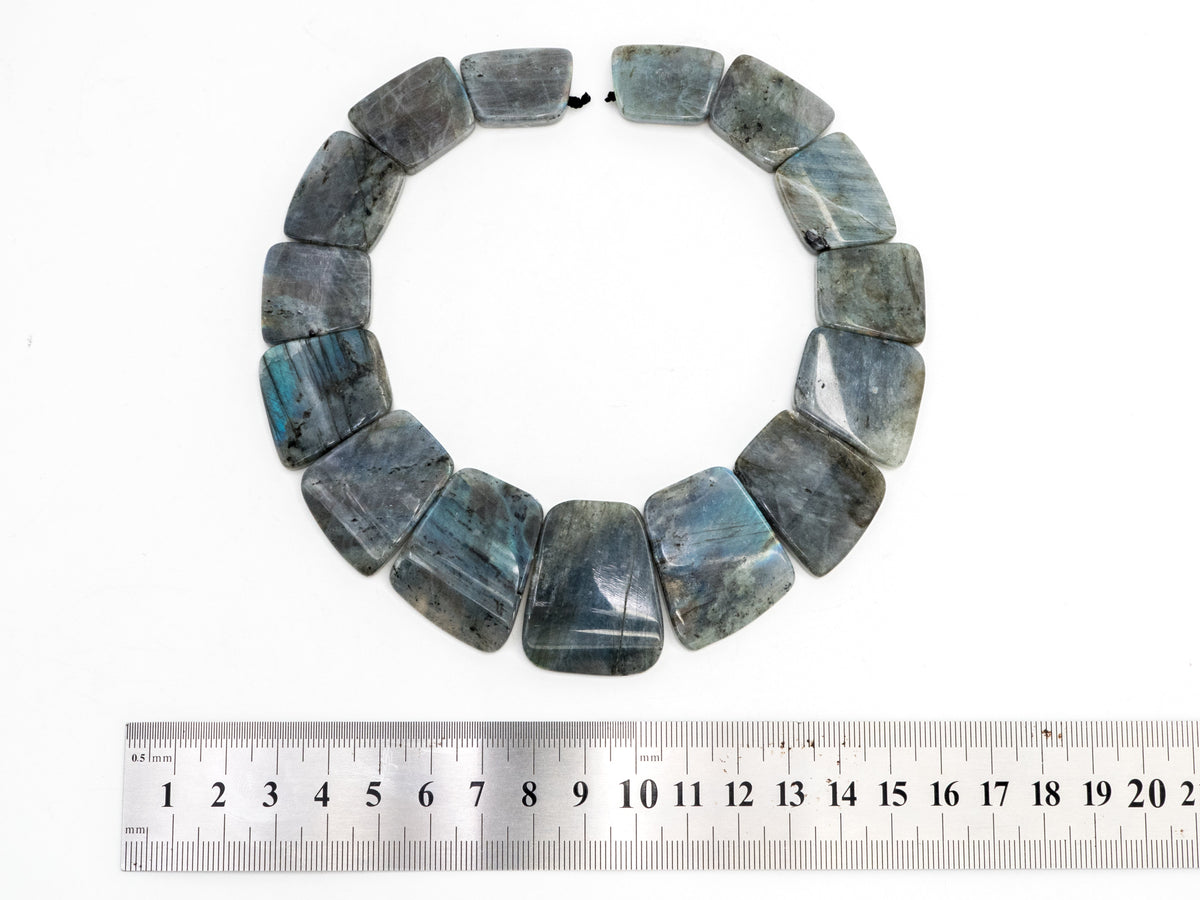 Quality Natural Labradorite Graduated 17-35mm Trapezoid Beads Strand, Natural Labradorite Gemstone Beads, 1 strand,sku#U225
