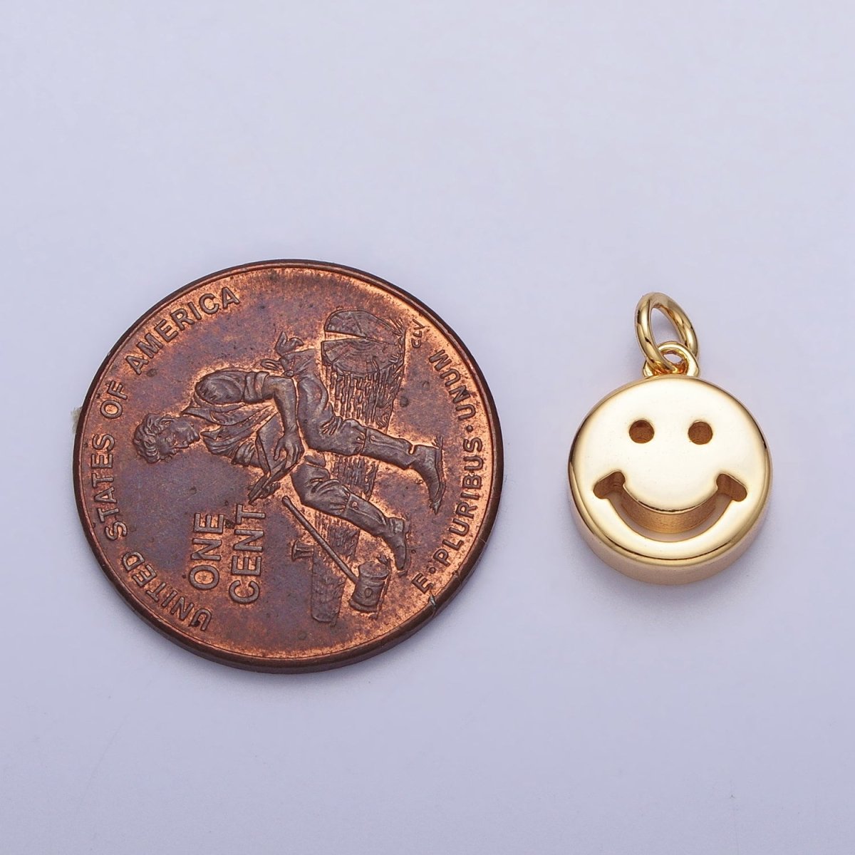 10.5mm Mini Smiley Face Emoji Round Add-On Charm in Gold & Silver | AC225 AC298
