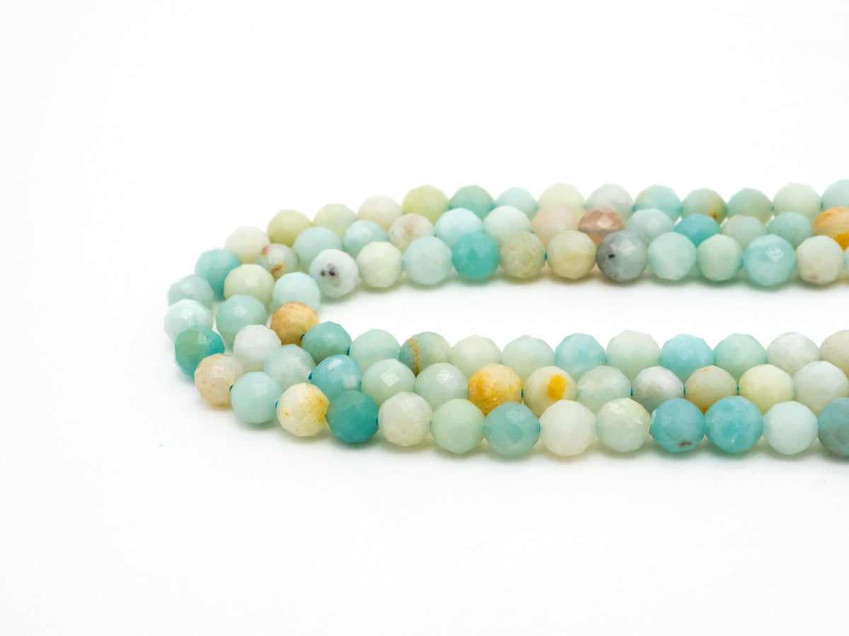 Quality Natural Amazonite beads, 6mm/8mm/10mm/12mm, Faceted Round Amazonite Gemstone Beads, 15.5inch strand, SKU#U228