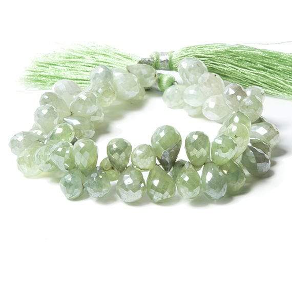 10x6-13x8mm Mystic Prehnite Tear Drop Beads 8 inch 68 pieces