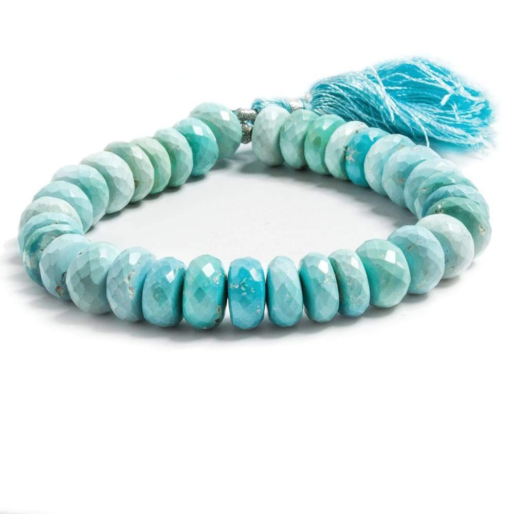11-13mm Shaded Turquoise faceted rondelle beads 7 inch 31 pieces
