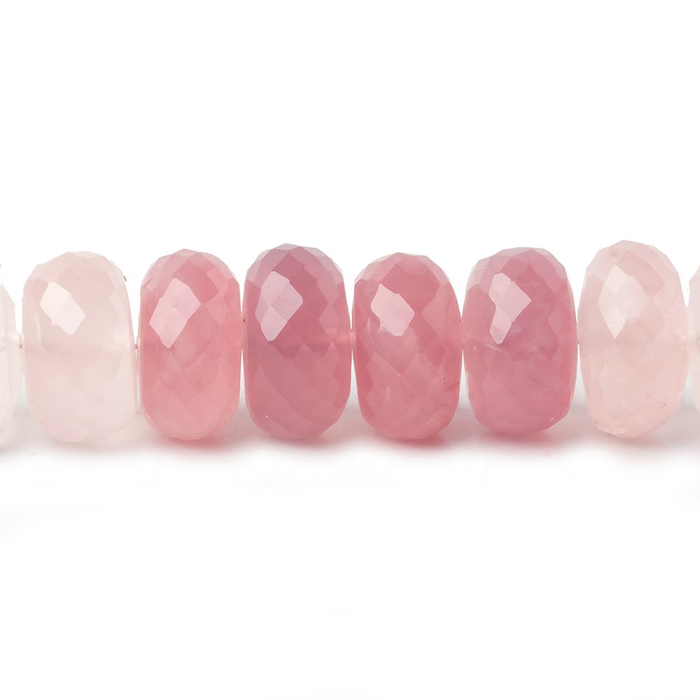 13mm Shaded Rose Quartz faceted rondelle beads 8.5 inch 25 pieces AA