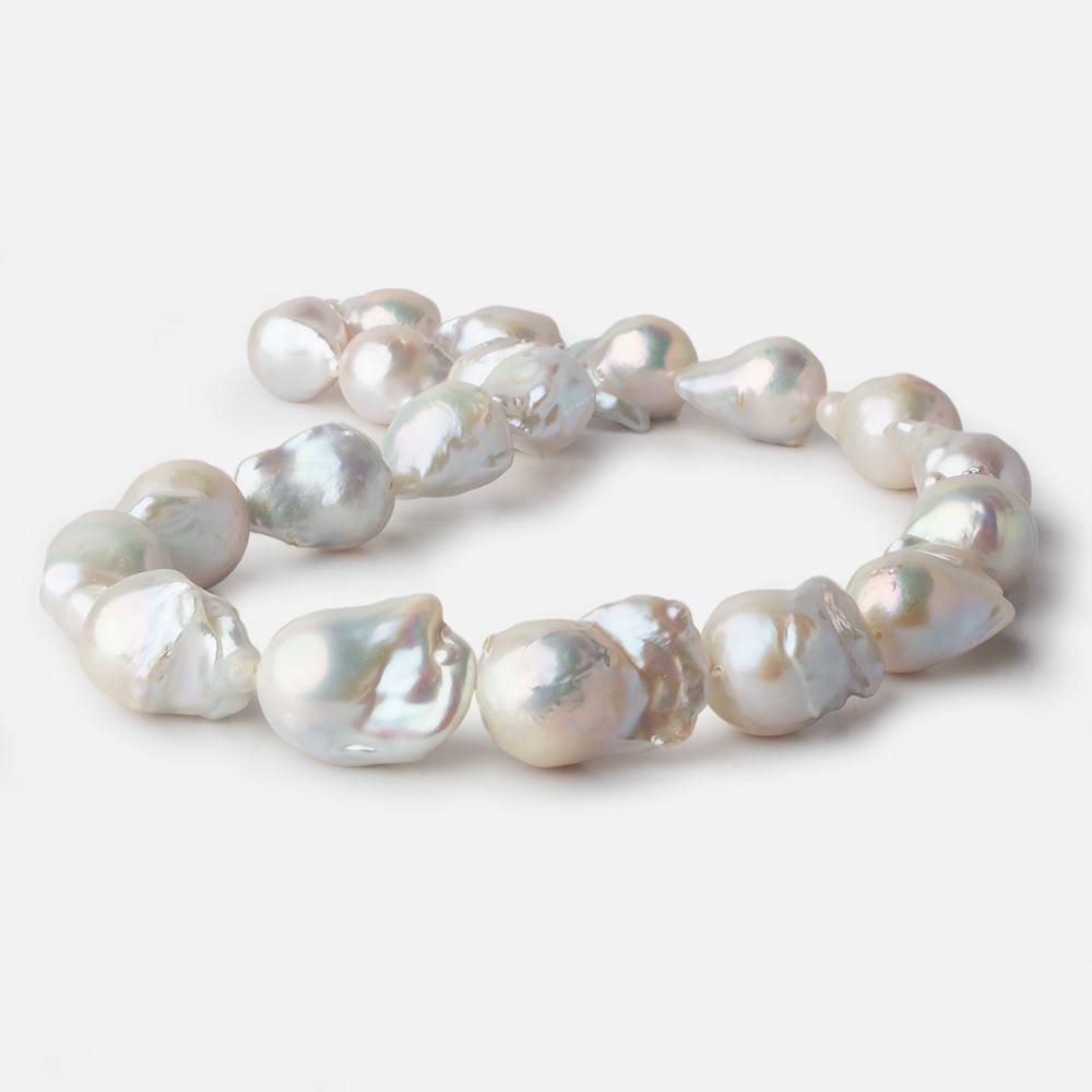 11.5x16-15x25mm White Ultra Baroque Freshwater Pearl 16 inch 19 pieces A