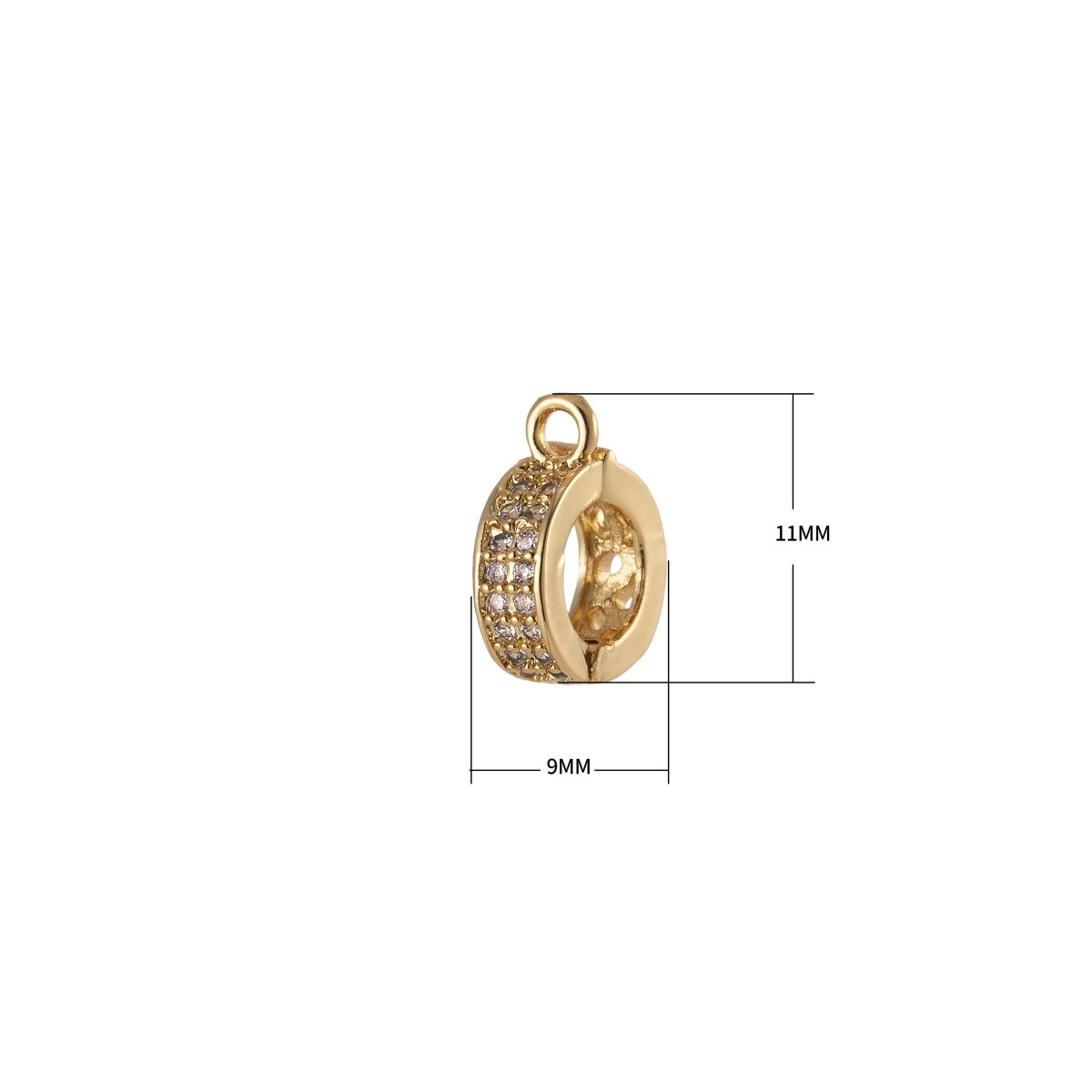 11mmx9mm Gold bead Spacer with Open Link 2.7mmx0.8mm(20 gauge) Gold Silver Connector CZ Pave Beaded Charm jewelry making supplies L-351~L-354