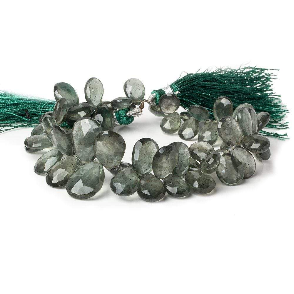 11x7-14x9mm Moss Aquamarine Faceted Pear Beads 8 inch 56 pieces AAA